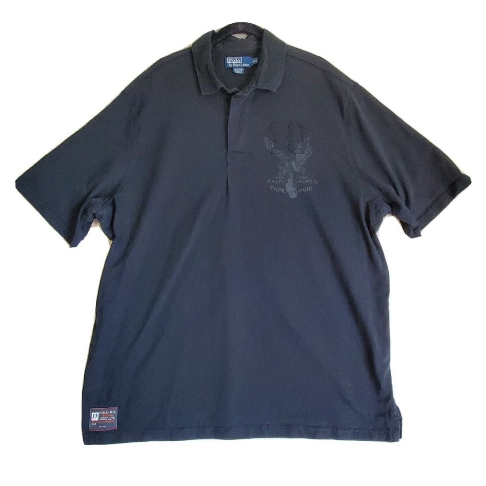Polo By Ralph Lauren Athletic Apparel Men 2XL Black Logo Short Sleeve Shirt